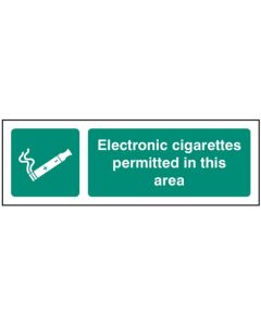 Electronic Cigarettes Permitted In This Area Sign | 300mm x 100mm | Rigid Plastic