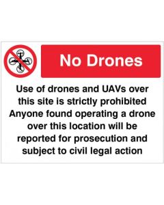 Drones Prohibited in This Area Signs | 400mm x 300mm | Rigid Plastic