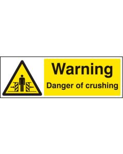 Warning Danger of Crushing Safety Sign | 600mm x 200mm | Rigid Plastic