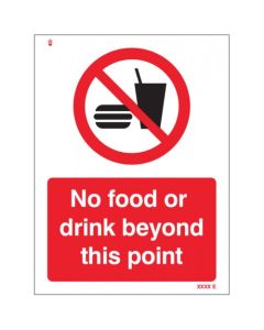 No Food or Drink Beyond This Point Sign | 150mm x 200mm | Rigid Plastic