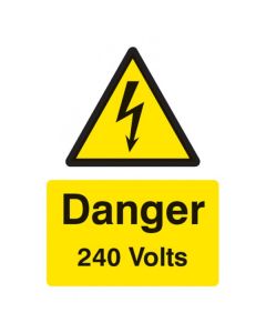 Danger 240 Volts Sign | 150mm x 200mm | Rigid Plastic