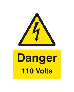 Danger 110 Volts Sign | 150mm x 200mm | Rigid Plastic