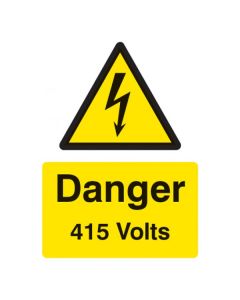 Danger 415 Volts Sign | 150mm x 200mm | Rigid Plastic