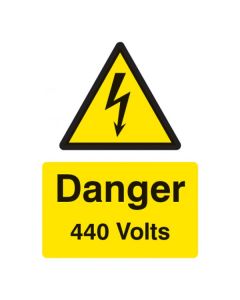 Danger 440 Volts Sign | 150mm x 200mm | Rigid Plastic