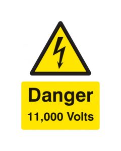 Danger 11000 Volts Sign | 150mm x 200mm | Self Adhesive Vinyl