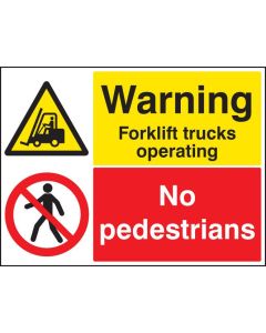 Warning Forklift Trucks Operating -  No Pedestrians Signs