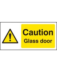 Caution Glass Door Sign | 200mm x 100mm | Self Adhesive Vinyl