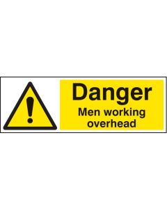 Danger Men Working Overhead Sign | 600mm x 200mm | Rigid Plastic