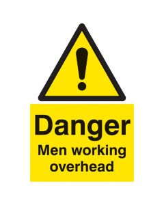 Danger Men Working Overhead Sign | 400mm x 600mm | Rigid Plastic