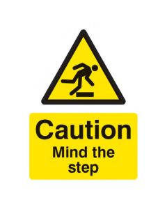 Caution Mind The Step Sign | 150mm x 200mm | Rigid Plastic