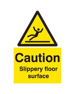 Caution Slippery Floor Surface Sign | 400mm x 600mm | Self Adhesive Vinyl