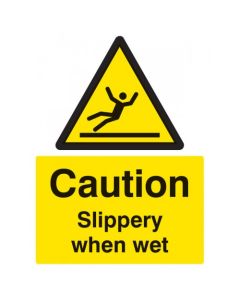 Caution Slippery When Wet Sign | 150mm x 200mm | Self Adhesive Vinyl