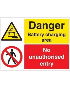 Danger Battery Charging Area - No Unauthorised Entry Safety Signs