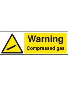 Warning Compressed Gas Safety Sign | 600mm x 200mm | Rigid Plastic