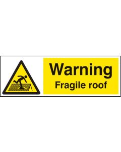 Warning Fragile Roof Safety Sign | 600mm x 200mm | Self Adhesive Vinyl