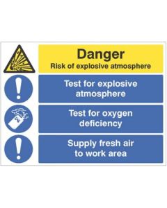 Danger Risk of Explosive Atmosphere Safety Signs | 600mm x 450mm | Rigid Plastic