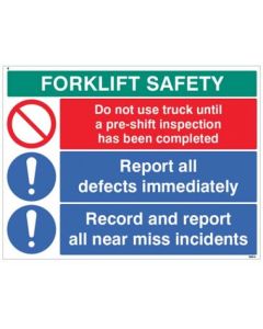 Forklift Safety - Report Defects and Near Misses etc | 600mm x 450mm | Rigid Plastic