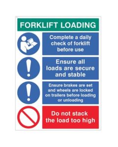 Forklift Loading - Daily Checks - Secure Loads etc | 450mm x 600mm | Rigid Plastic