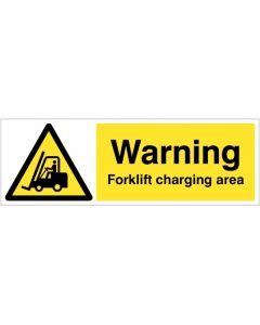 Warning Forklift Charging Area Sign | 600mm x 200mm | Self Adhesive Vinyl