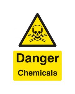 Danger Chemicals Safety Sign | 300mm x 400mm | Self Adhesive Vinyl