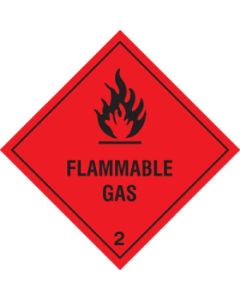 Flammable Gas 2 - Hazard Warning Diamond | 100mm x 100mm | Self Adhesive Vinyl