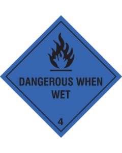 Dangerous When Wet 4 - Hazard Warning Diamond | 100mm x 100mm | Self Adhesive Vinyl