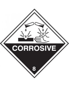 Corrosive 8 - Hazard Warning Diamond | 200mm x 200mm | Self Adhesive Vinyl