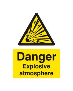 Danger Explosive Atmosphere Sign | 300mm x 400mm | Self Adhesive Vinyl