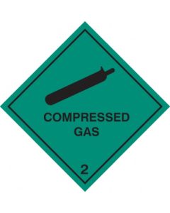 Compressed Gas 2 - Hazard Warning Diamond | 200mm x 200mm | Self Adhesive Vinyl