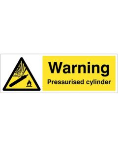 Warning Pressurised Cylinder Safety Sign | 300mm x 100mm | Rigid Plastic