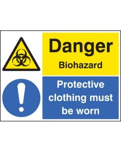 Danger Biohazard - Protective Clothing Must Be Worn Safety Signs