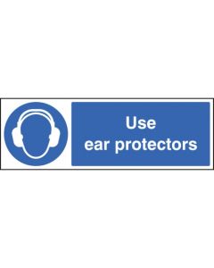 Use Ear Protectors Signs | 300mm x 100mm | Quick-Fix Rigid PVC with SAV Backing