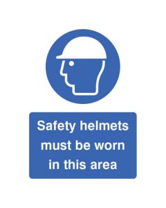 Safety Helmets Must Be Worn in This Area Sign | 150mm x 200mm | Rigid Plastic