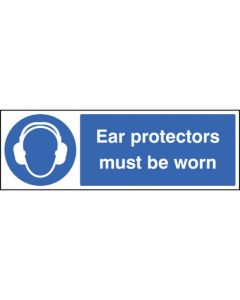 Ear Protectors Must Be Worn Signs | 600mm x 200mm | Quick-Fix Rigid PVC with SAV Backing