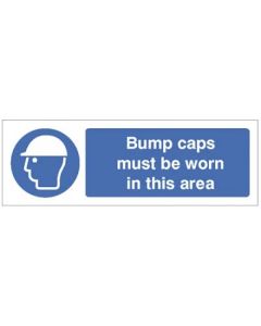 Bump Caps Must Be Worn in This Area Sign | 300mm x 100mm | Rigid Plastic