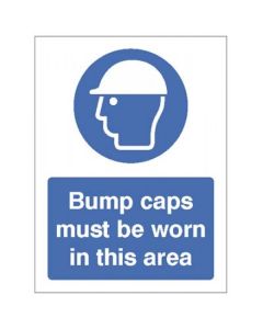 Bump Caps Must Be Worn in This Area Sign | 150mm x 200mm | Rigid Plastic