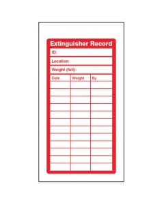 Fire Extinguisher Inspection Record Tags - Pack of 10 | 80mm x 150mm | Matt PVC