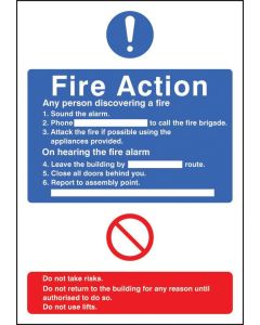 General Fire Action Notice, Do Not Use Lifts - Adapt-A-Sign | 215mm x 310mm | 3mm PVC