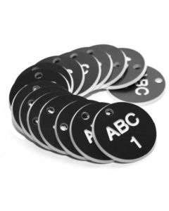 Custom Engraved Valve Tags - White Text on Black | Pack of 50