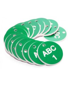 Custom Engraved Valve Tags - White Text on Green | Pack of 50