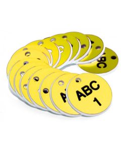 Custom Engraved Valve Tags - Black Text on Yellow | Pack of 50