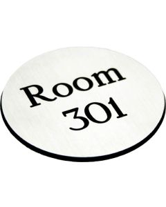 Engraved Sign with Adhesive Backing | 95mm Diameter | Black Text on White