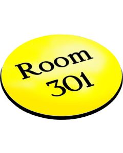 Engraved Sign with Adhesive Backing | 95mm Diameter | Black Text on Yellow