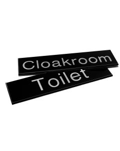 Engraved Sign with Adhesive Backing | 300mm x 100mm | White Text on Black