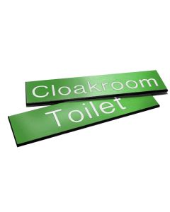 Engraved Sign with Adhesive Backing | 35mm x 70mm | White Text on Green