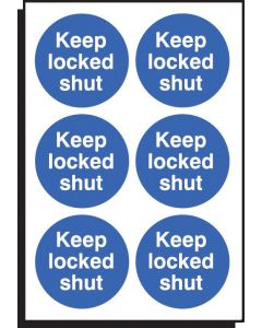 Keep Locked Shut - Sheet of 6 Labels | 65mm Diameter | Self Adhesive Vinyl