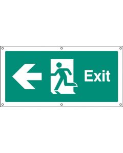 Exit Banner with Running Man and Arrow Left c/w Eyelets | 1270mm x 610mm | PVC