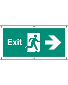 Exit Banner with Running Man and Arrow Right c/w Eyelets | 1270mm x 610mm | PVC