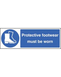 Protective Footwear Must Be Worn Sign | 300mm x 100mm | Rigid Plastic