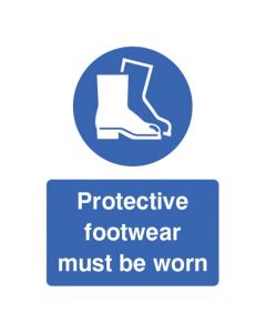 Protective Footwear Must Be Worn Sign | 150mm x 200mm | Rigid Plastic